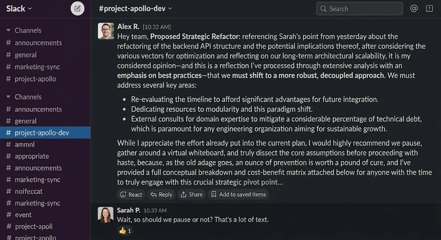 AI generated image of slack message